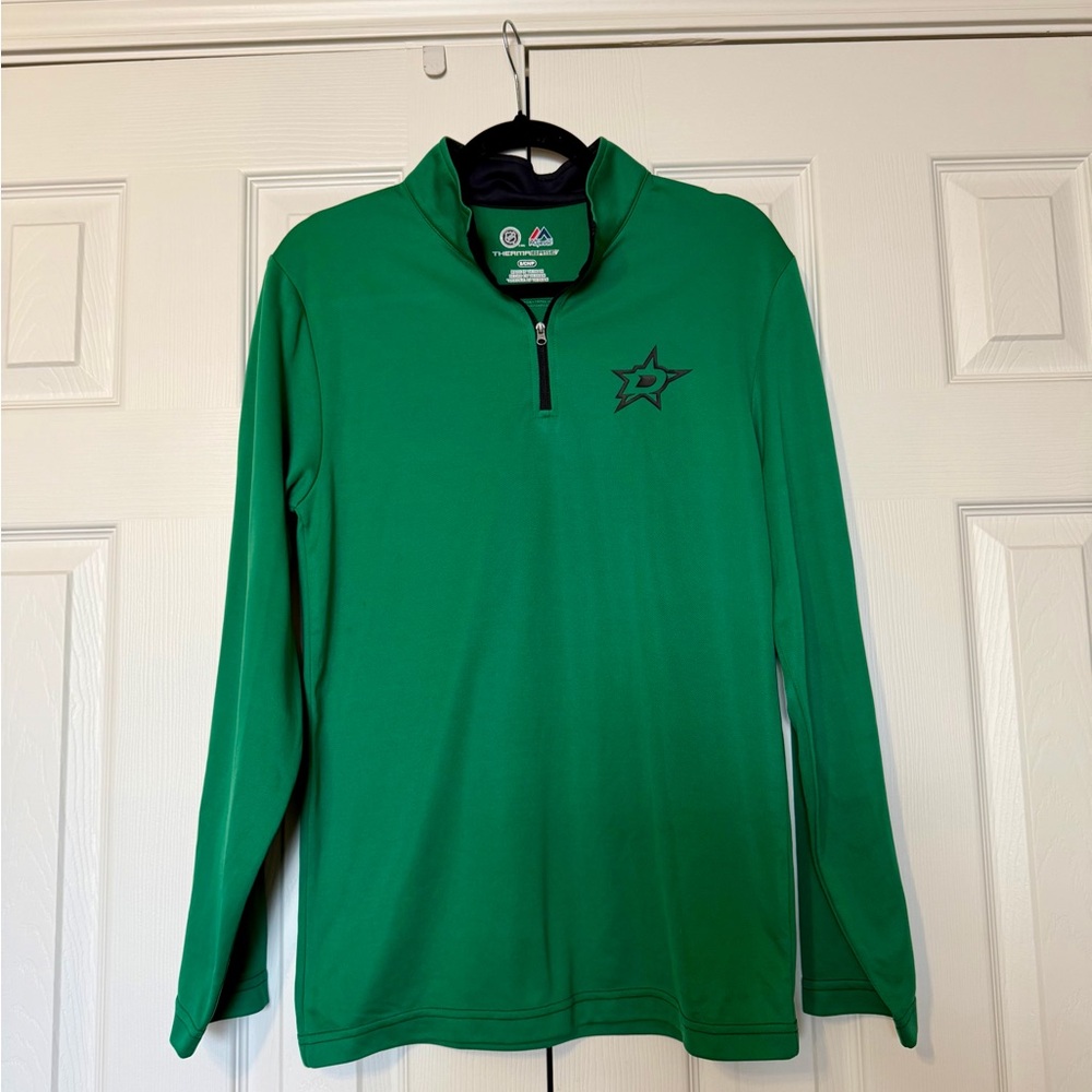 Dallas Stars NHL Green Men’s Small Quarter-Zip Pullover -Majestic Thermabase EUC